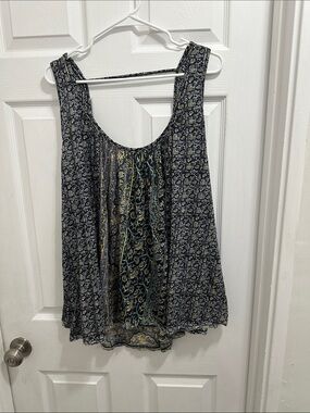 Free People Mess Around Navy and Cream Tunic Tank